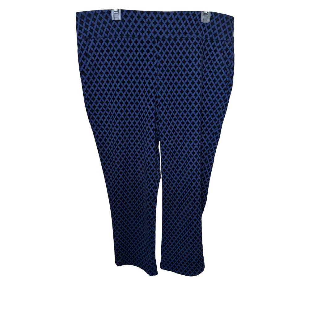 Crown & Ivy Womens Navy Black Geometric Diamond Ankle Pants Size 14 NWT